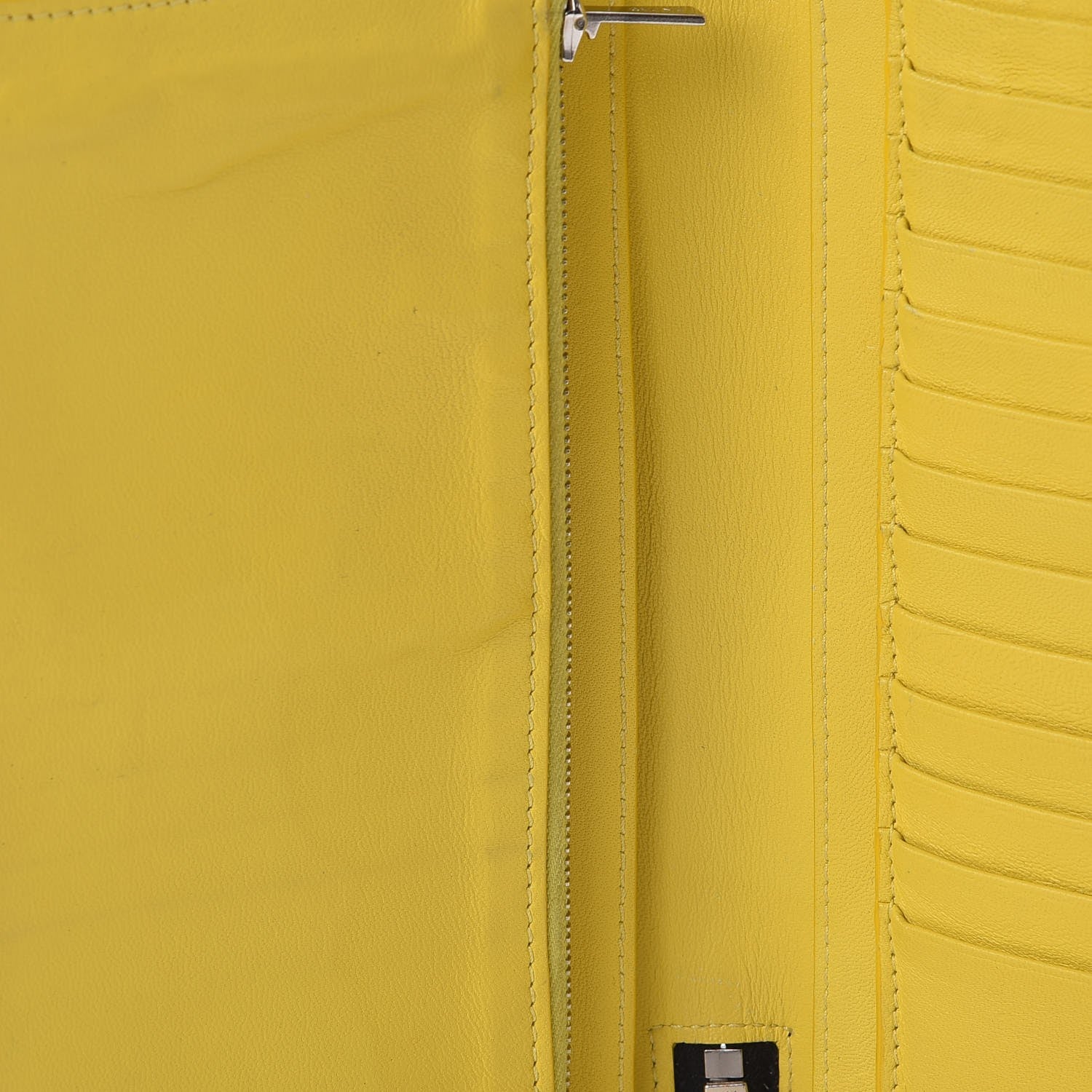 Celine Drummed Calfskin Zip Around Organizer Wallet Black Citron 9 of 15
