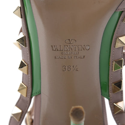 Valentino Garavani Patent Rockstud Ankle Strap Pumps 38.5 Green Poudre 9 of 10