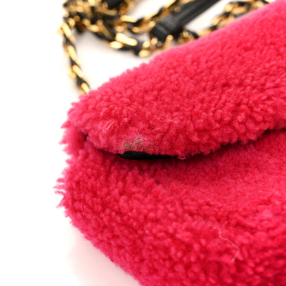 Fendi Shearling Nappa Mini Be Baguette Shoulder Bag Fuxia Black 19 of 25