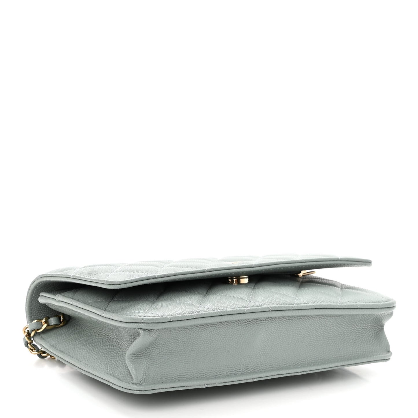 Caviar Quilted Wallet On Chain WOC Light Gray