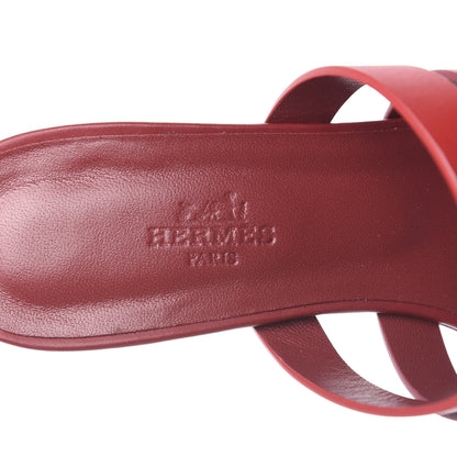 Hermes Calfskin Amica Sandals 38.5 Rouge Grenat Orange Solaire 7 of 9