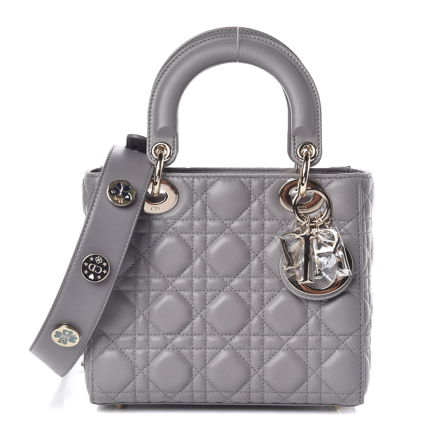 Lambskin Cannage Small Lucky Badges My Lady Dior Grey