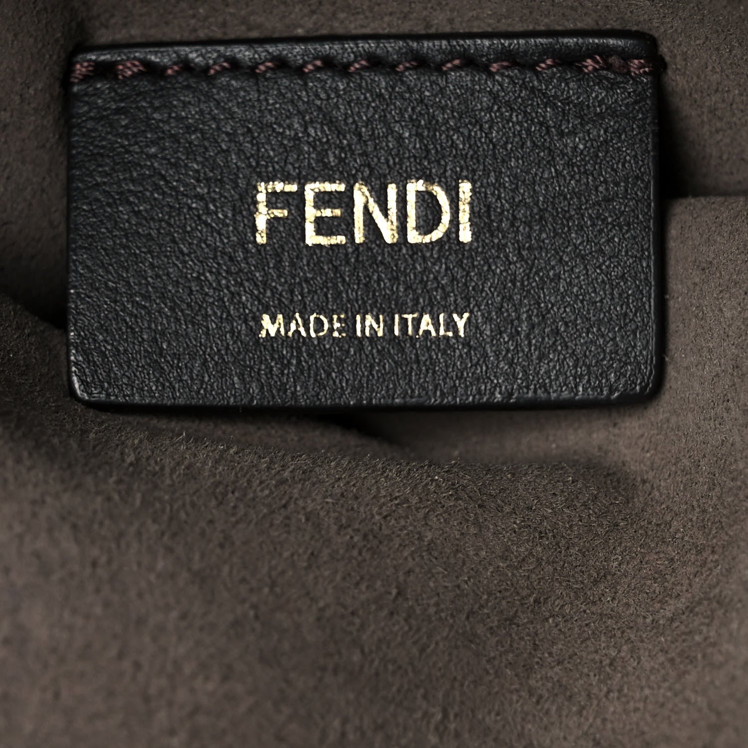 Fendi Glazed Fabric Vitello Grace F is Fendi FF 1974 Stamp Patch Grande Mon Tresor Bucket Bag Mogano Panna Black 6 of 11