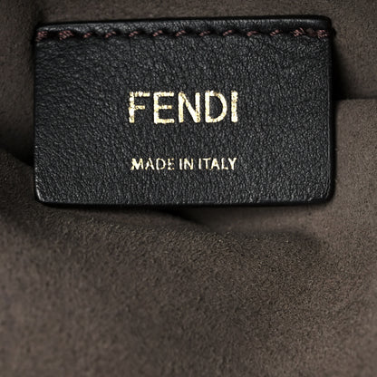 Fendi Glazed Fabric Vitello Grace F is Fendi FF 1974 Stamp Patch Grande Mon Tresor Bucket Bag Mogano Panna Black 6 of 11