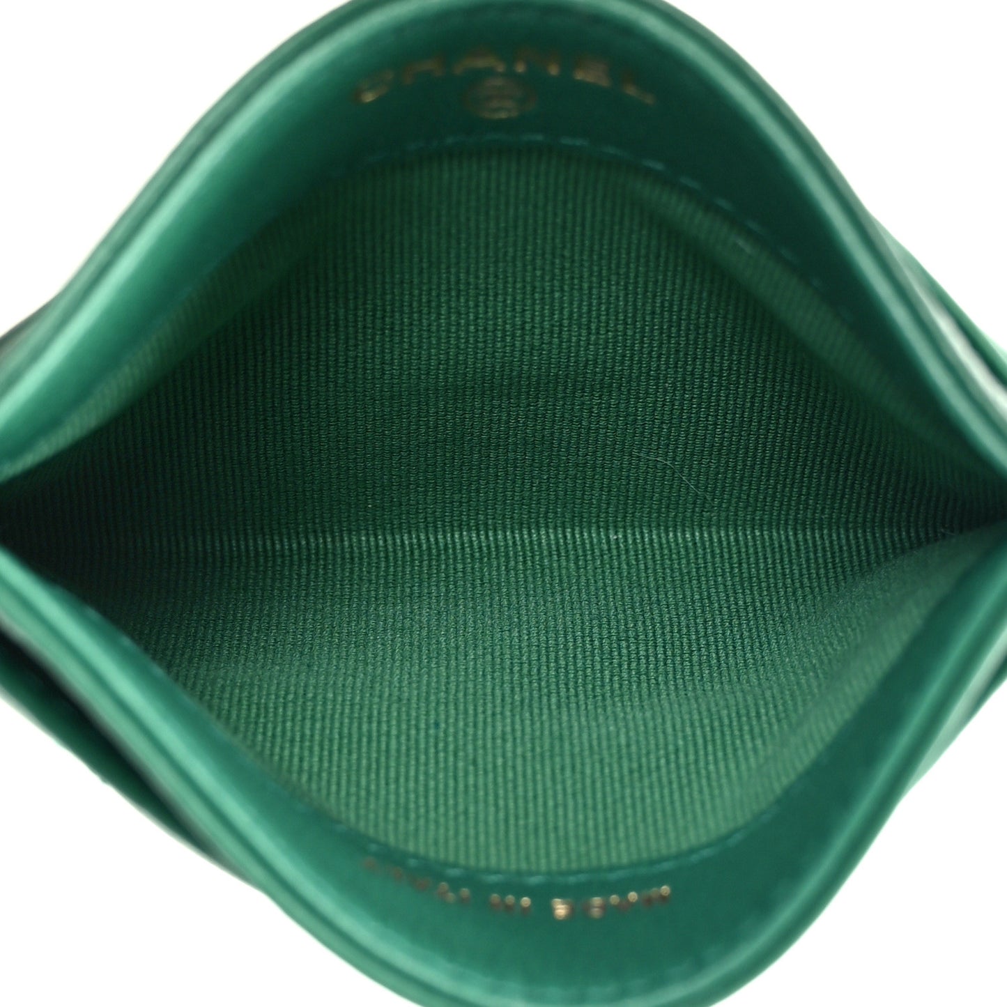 Lambskin Quilted Card Holder Green