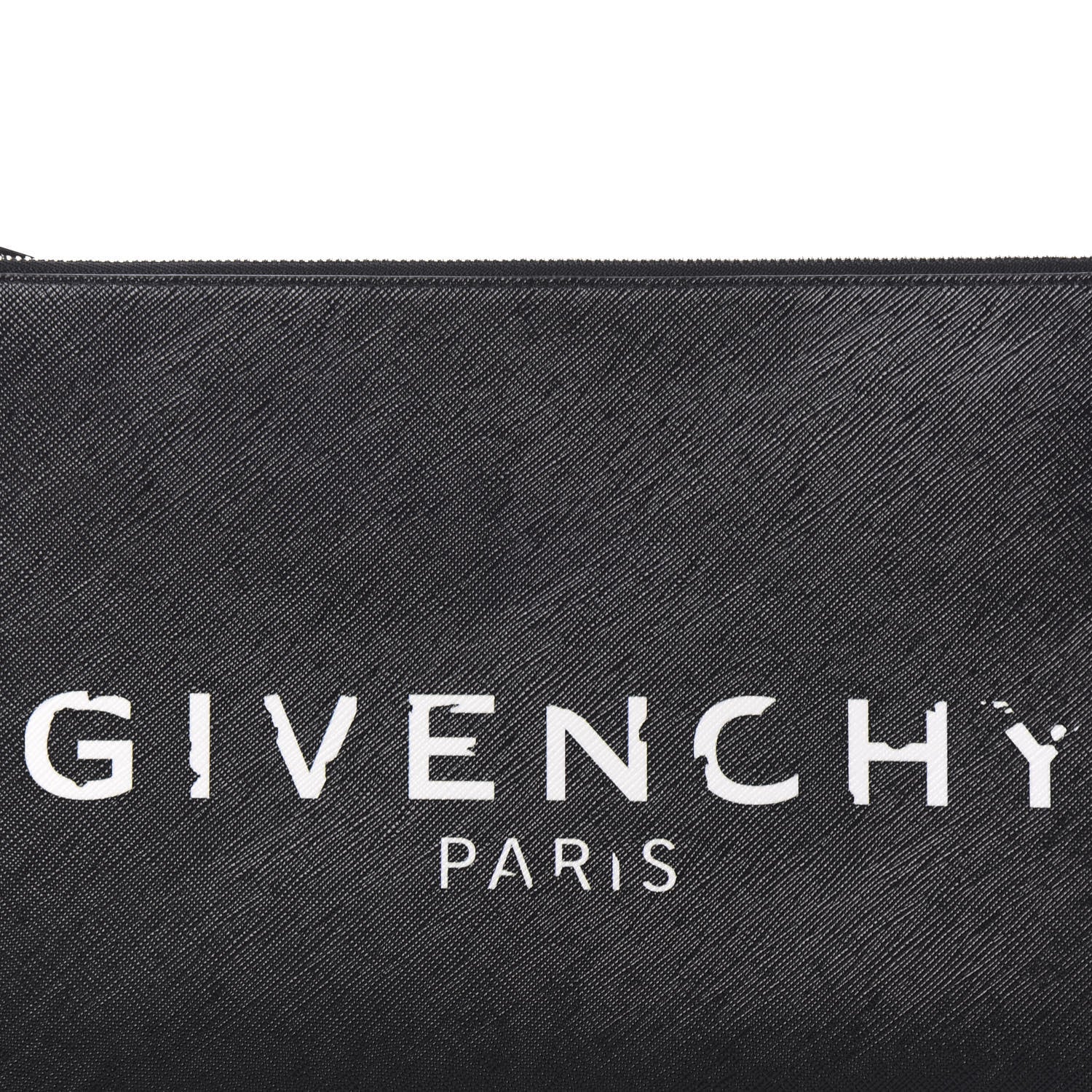 Givenchy Textured Coated Canvas Iconic Prints Flat Medium Clutch Bag Black 7 of 8