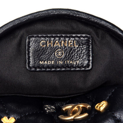 Chanel Lambskin Quilted Studded Round Clutch With Chain Black 6 of 9