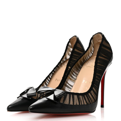 Christian Louboutin Tulle Calfskin Follies Draperia Bow 100 Pump 36 Black 4 of 8