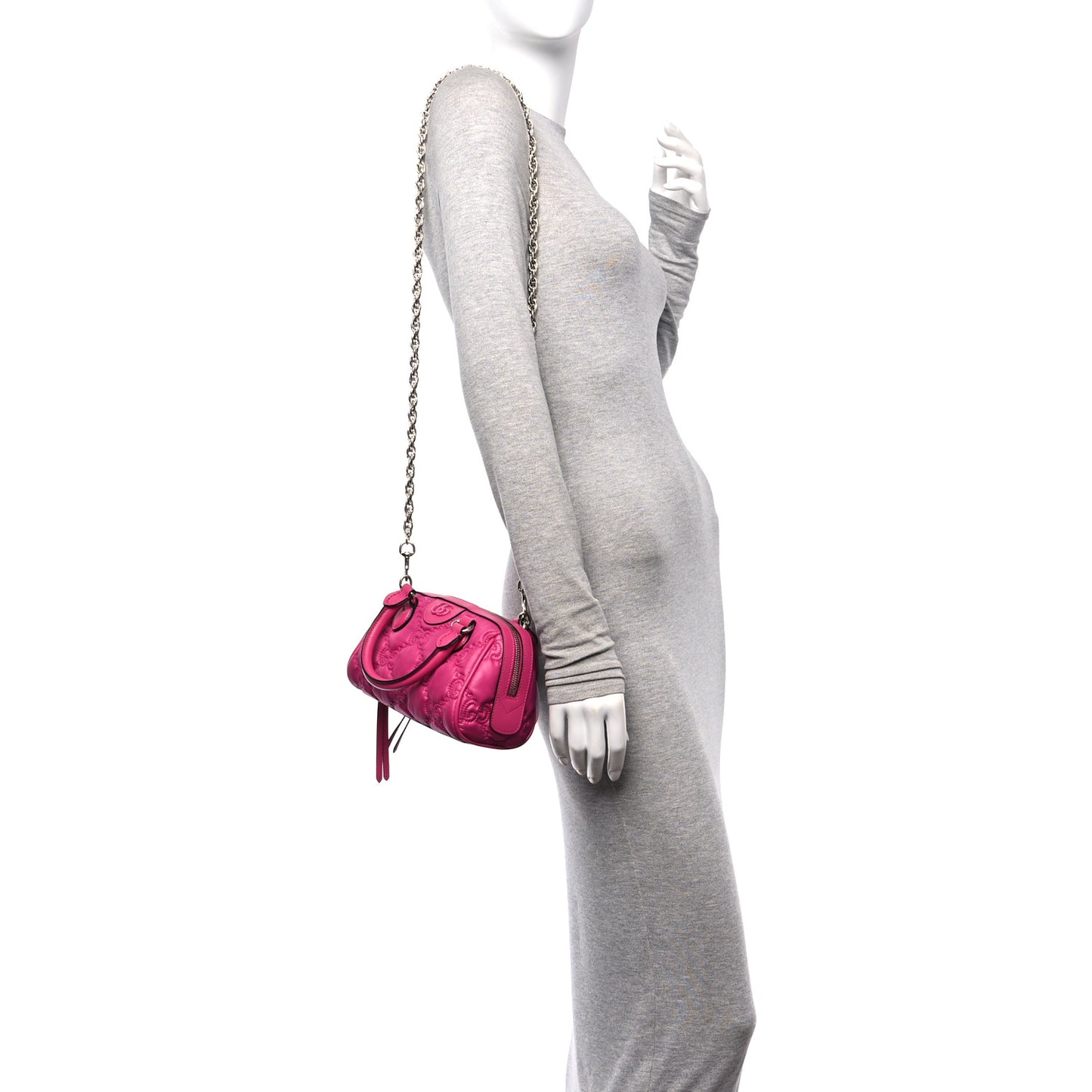 Nylon Calfskin Enamel GG Matelasse Mini Bowler Bag Lovely
