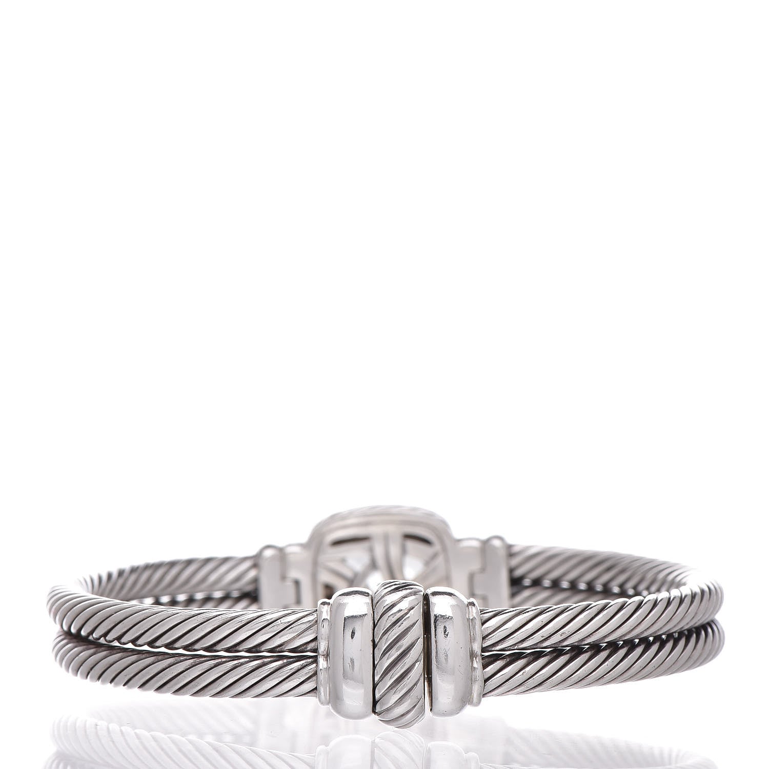 David Yurman Sterling Diamond Prasiolite 10mm Albion Cable Bracelet 3 of 5