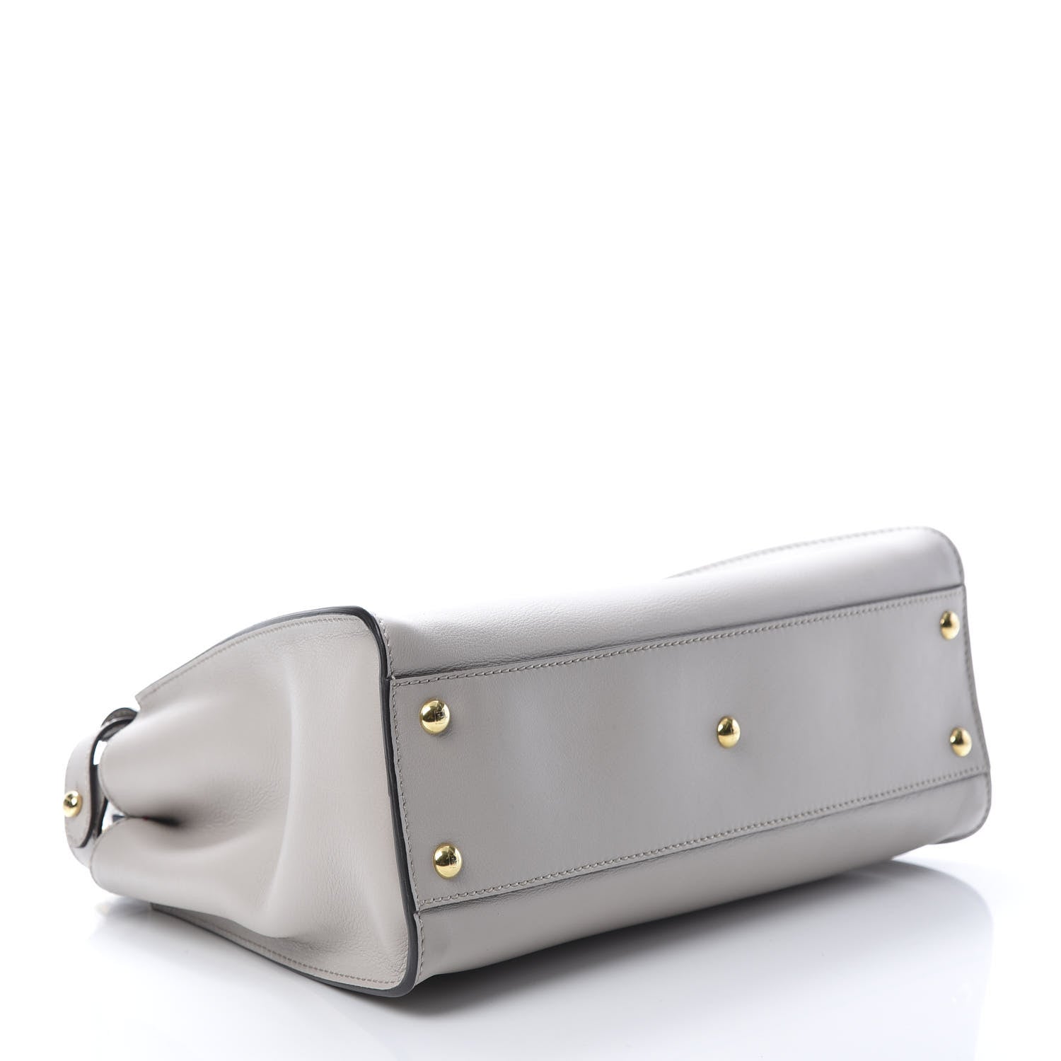 Fendi Vitello Seta Shiny Nappa Medium Peekaboo Iconic Satchel Grigio Polvere Magenta 4 of 12