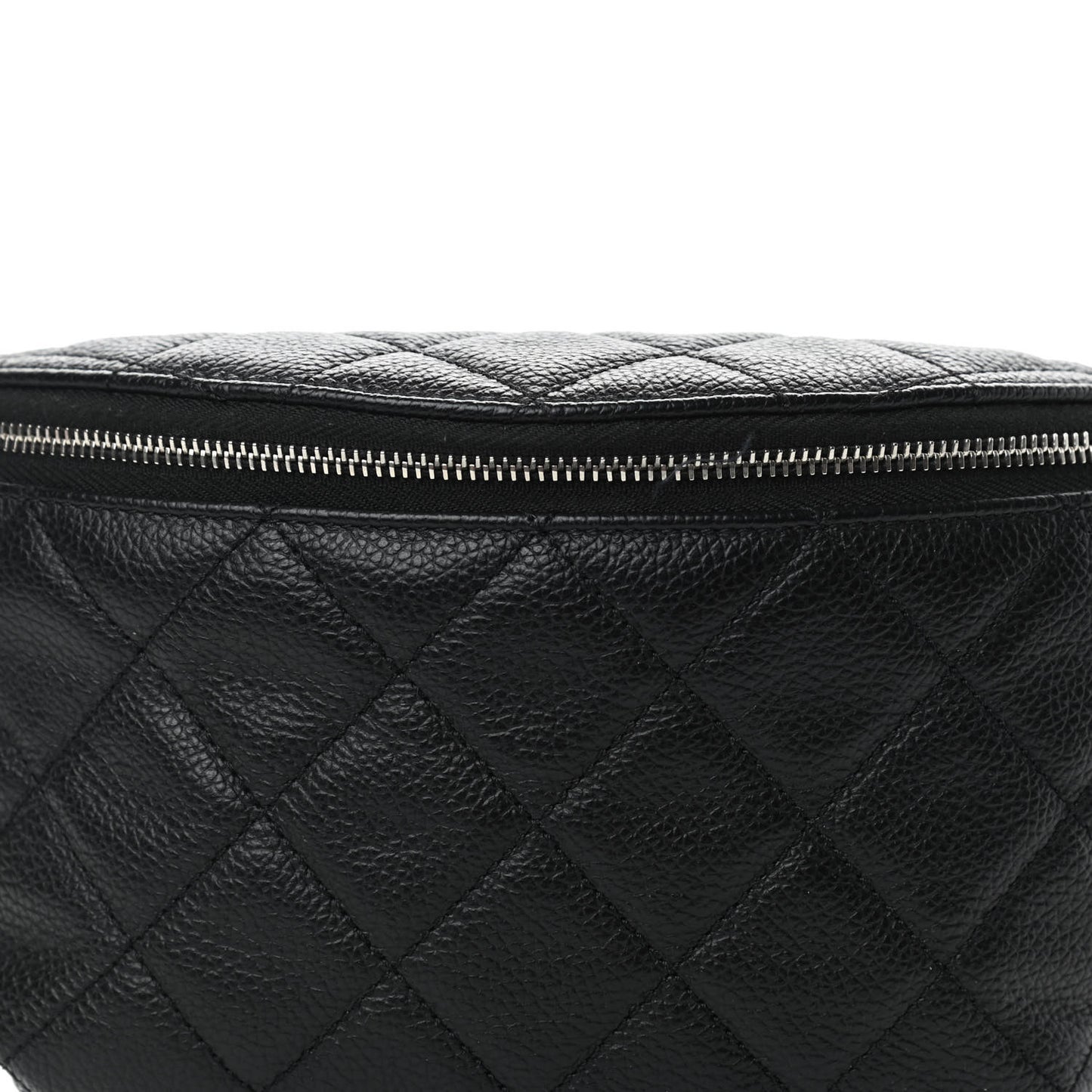 Grained Calfskin Quilted Waist Belt Bag Black