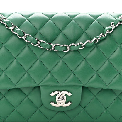 Chanel Lambskin Quilted Medium Double Flap Green 8 of 11