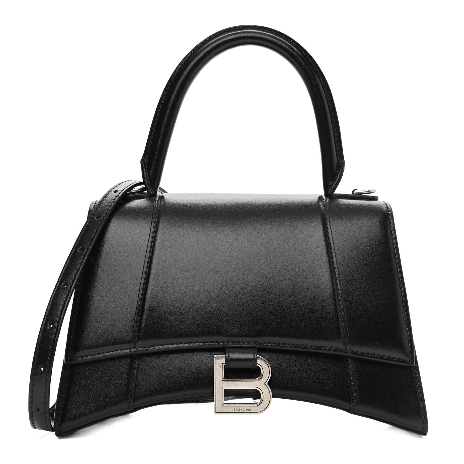 Balenciaga Shiny Box Calfskin Small Hourglass Top Handle Bag Black 1 of 9