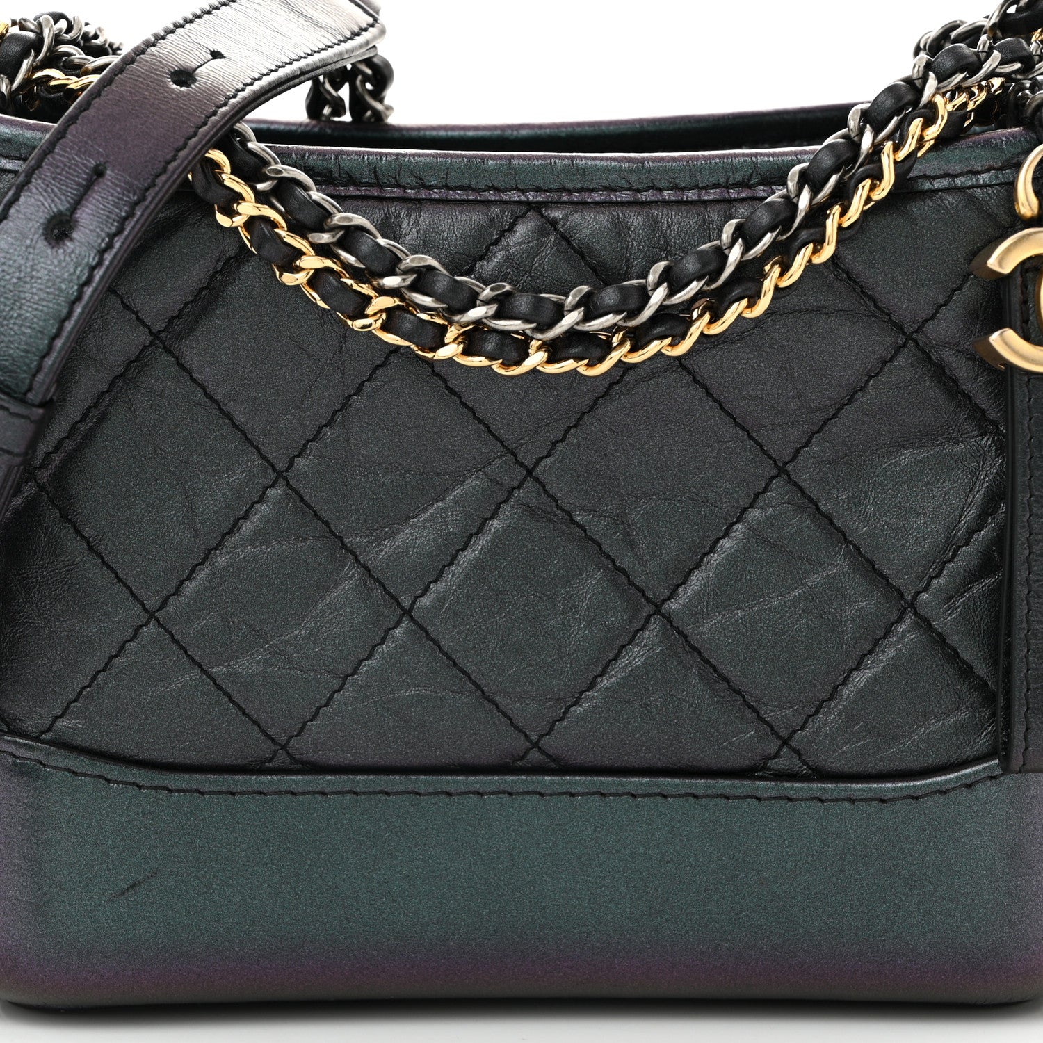 Chanel Iridescent Aged Calfskin Quilted Small Gabrielle Hobo Black 7 of 11