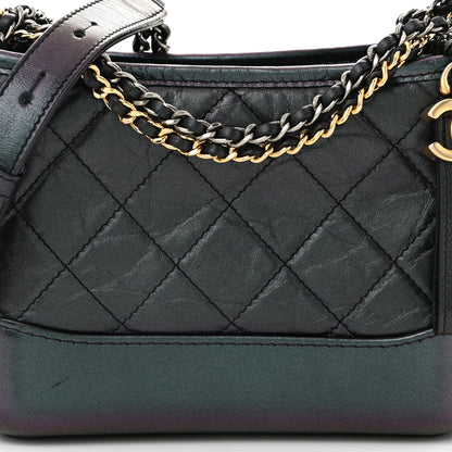 Chanel Iridescent Aged Calfskin Quilted Small Gabrielle Hobo Black 7 of 11
