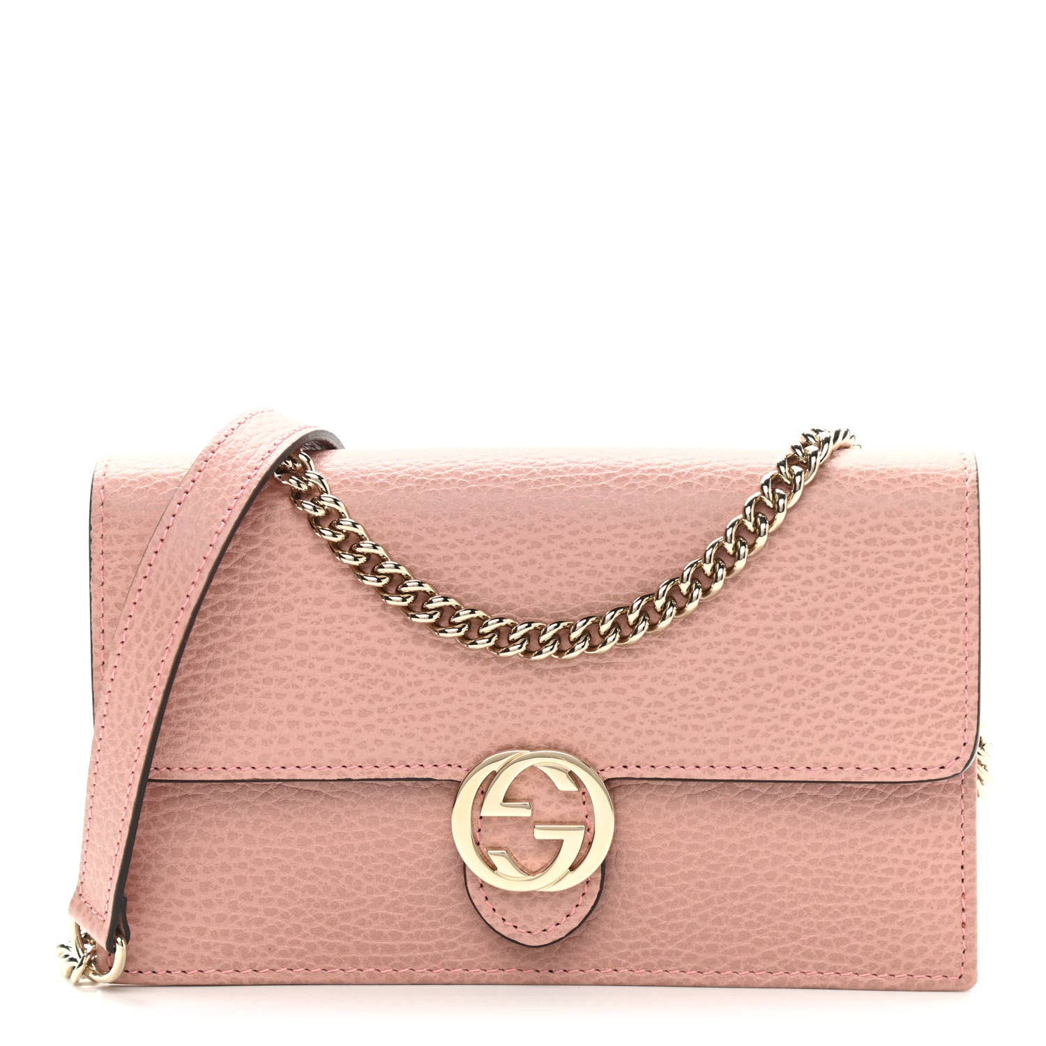 Gucci Dollar Calfskin Interlocking G Chain Wallet Soft Pink 1 of 10