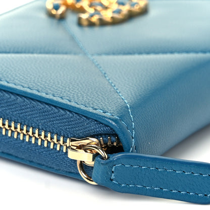 Chanel Shiny Goatskin Quilted Medium Chanel 19 Zipped Wallet Turquoise 8 of 9