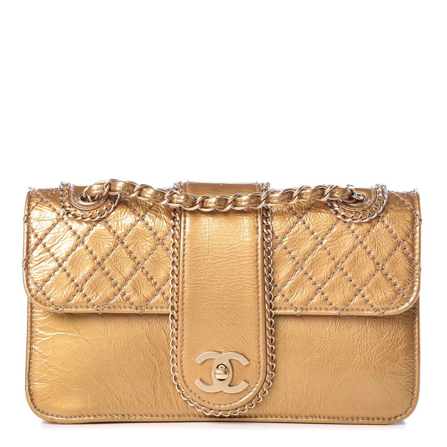Patent Medium Madison Flap Gold