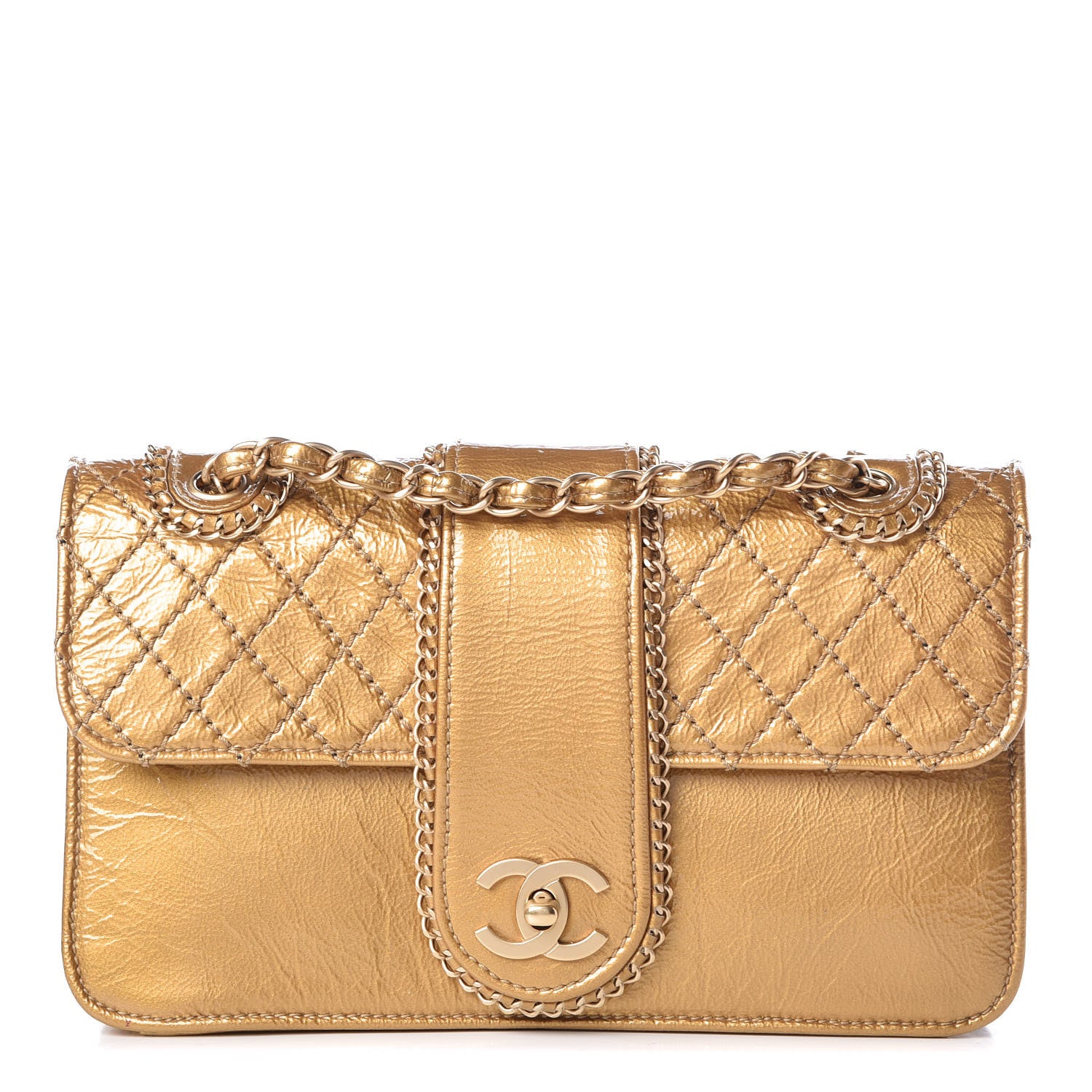 Chanel Patent Medium Madison Flap Gold 1 of 12