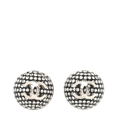 Chanel Resin Crystal CC Earrings Black Silver 1 of 5