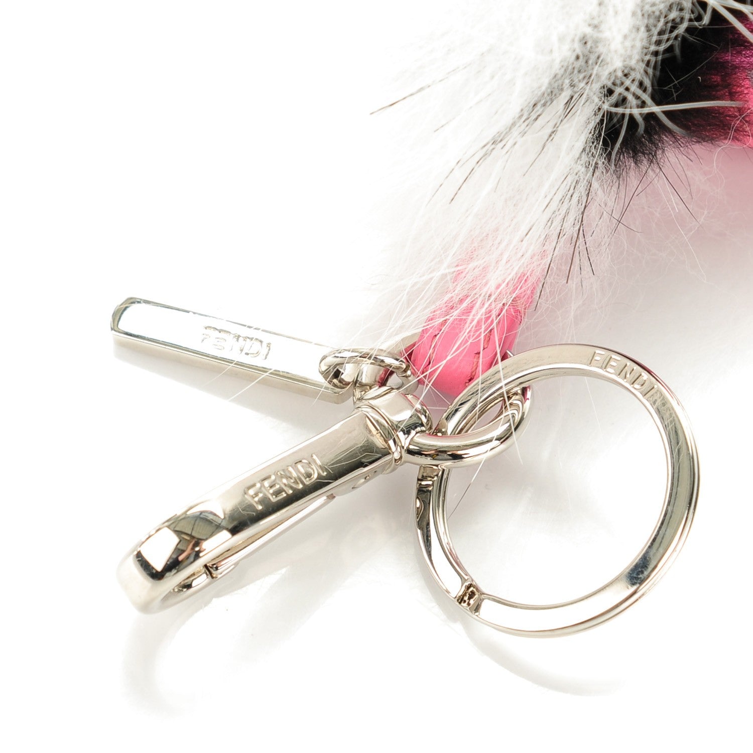Fendi Nylon Shiny Nappa Nutria Fox Fur Monster Eyes Mini Backpack Charm Lollypop Rosa Fluo Multicolor 3 of 8