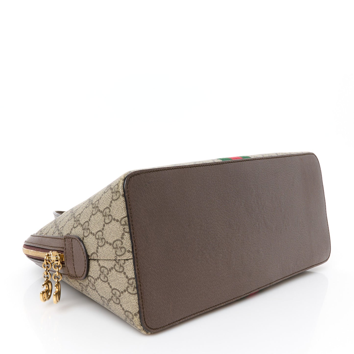 GG Supreme Monogram Web Medium Ophidia Top Handle Dome Bag Brown