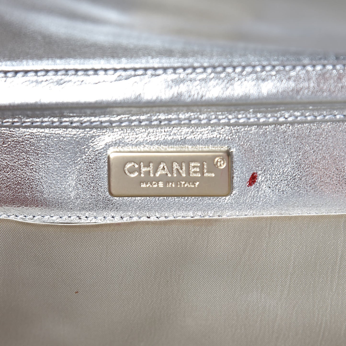 Metallic Lambskin Chain Clutch Silver