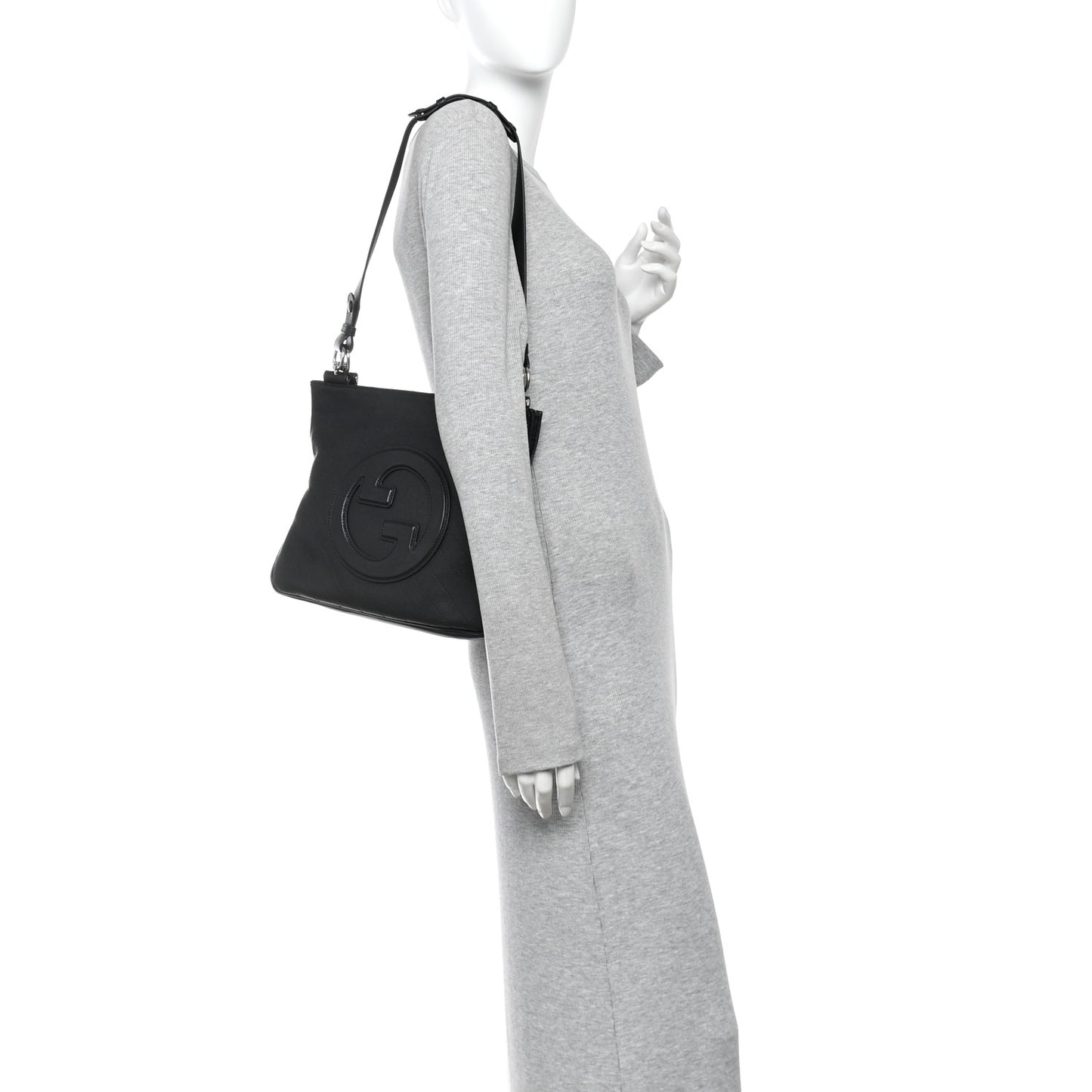Sakai Be Green Calfskin Diagonal Stitched Small Blondie Tote  Black