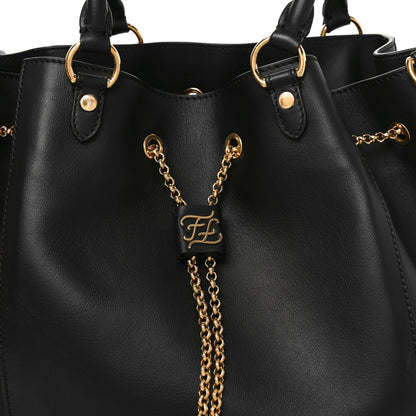Fendi Vitello Grace King Karligraphy Chain Bucket Bag Black Bisquit 9 of 11