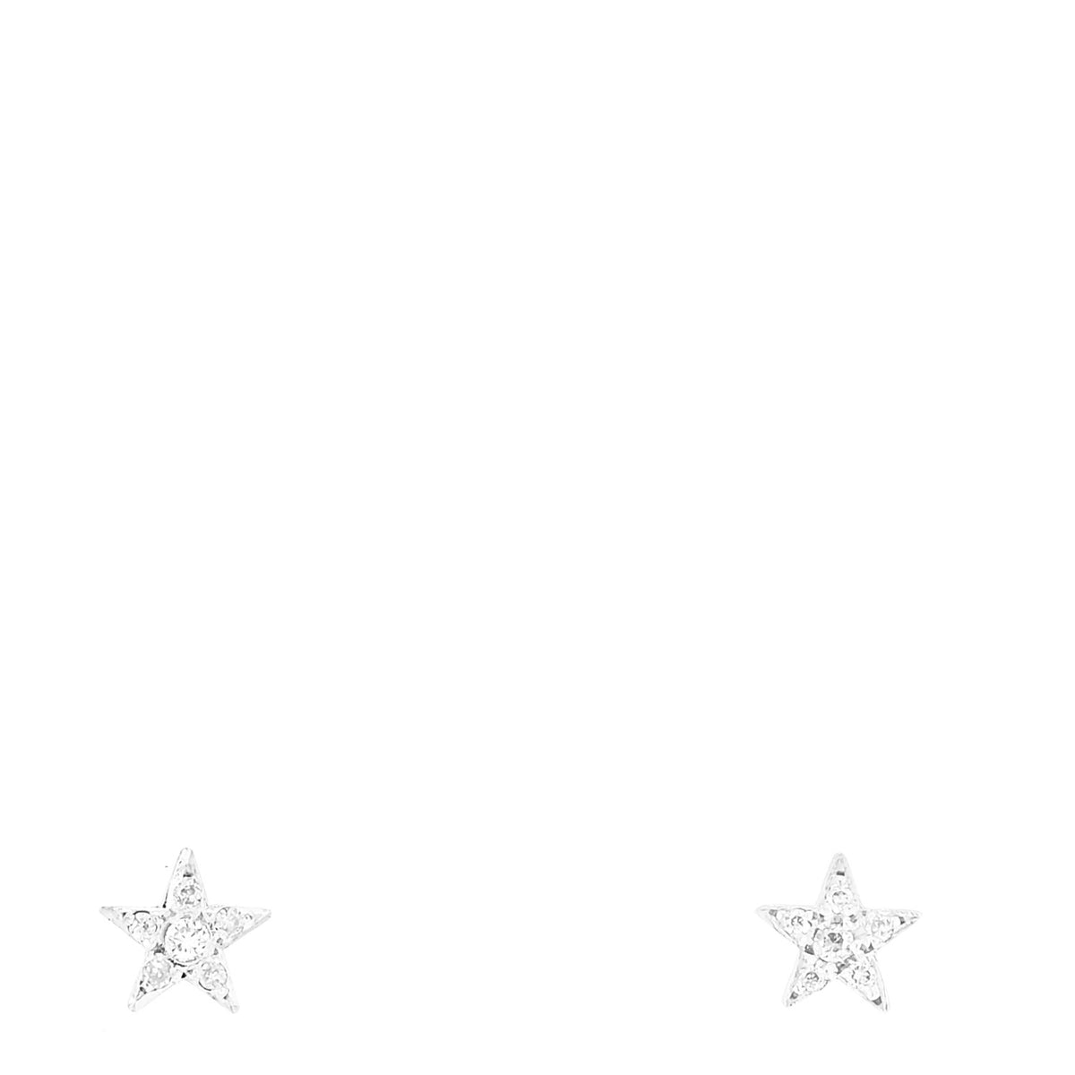 18K White Gold Diamond Mini Star Stud Earrings