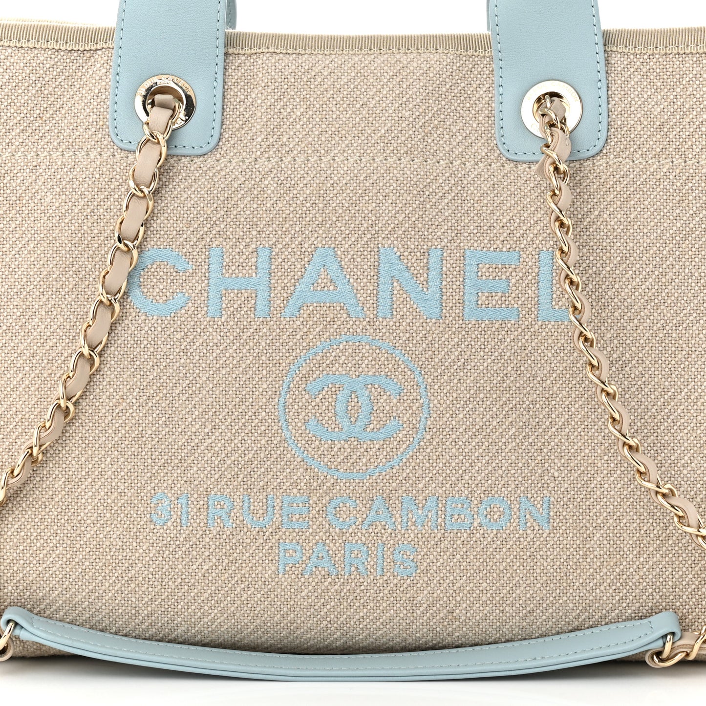 Mixed Fibers Calfskin Small Deauville Tote Grey Light Blue