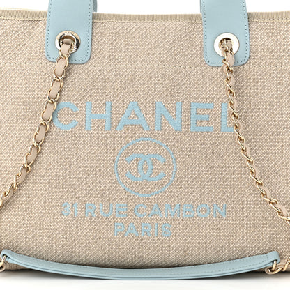 Chanel Mixed Fibers Calfskin Small Deauville Tote Grey Light Blue 9 of 12