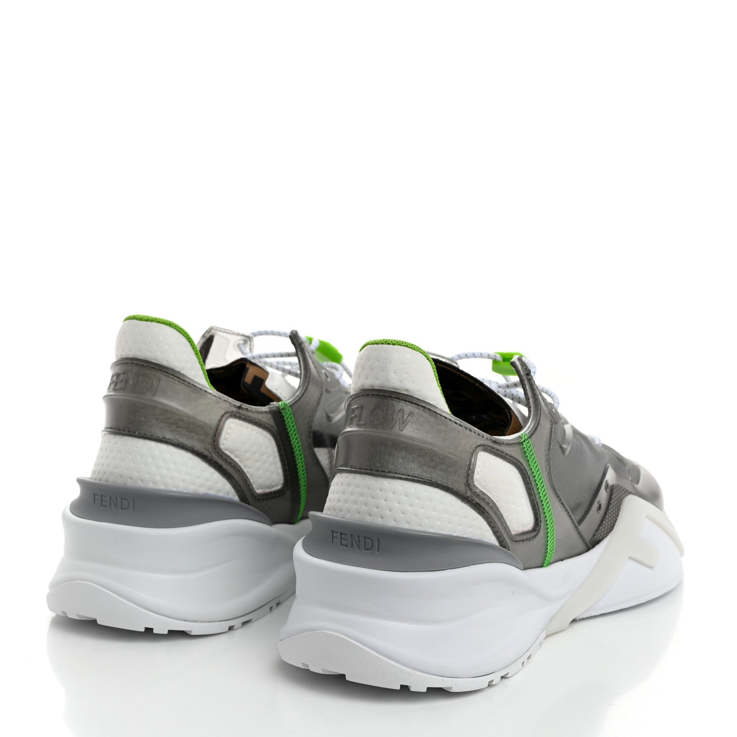 Fendi Fabric Calfskin Rubber Transparent Mens Fendi Flow Low Top Sneakers 9 Grigio Ultra White 4 of 10