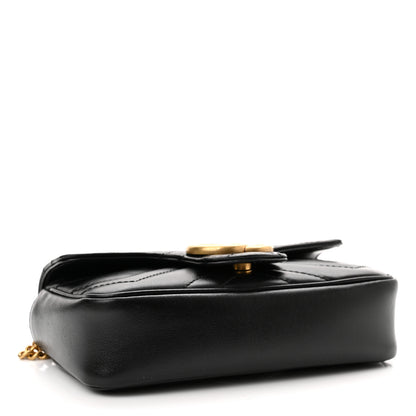 Gucci Calfskin Matelasse Super Mini GG Marmont Shoulder Bag Black 4 of 11