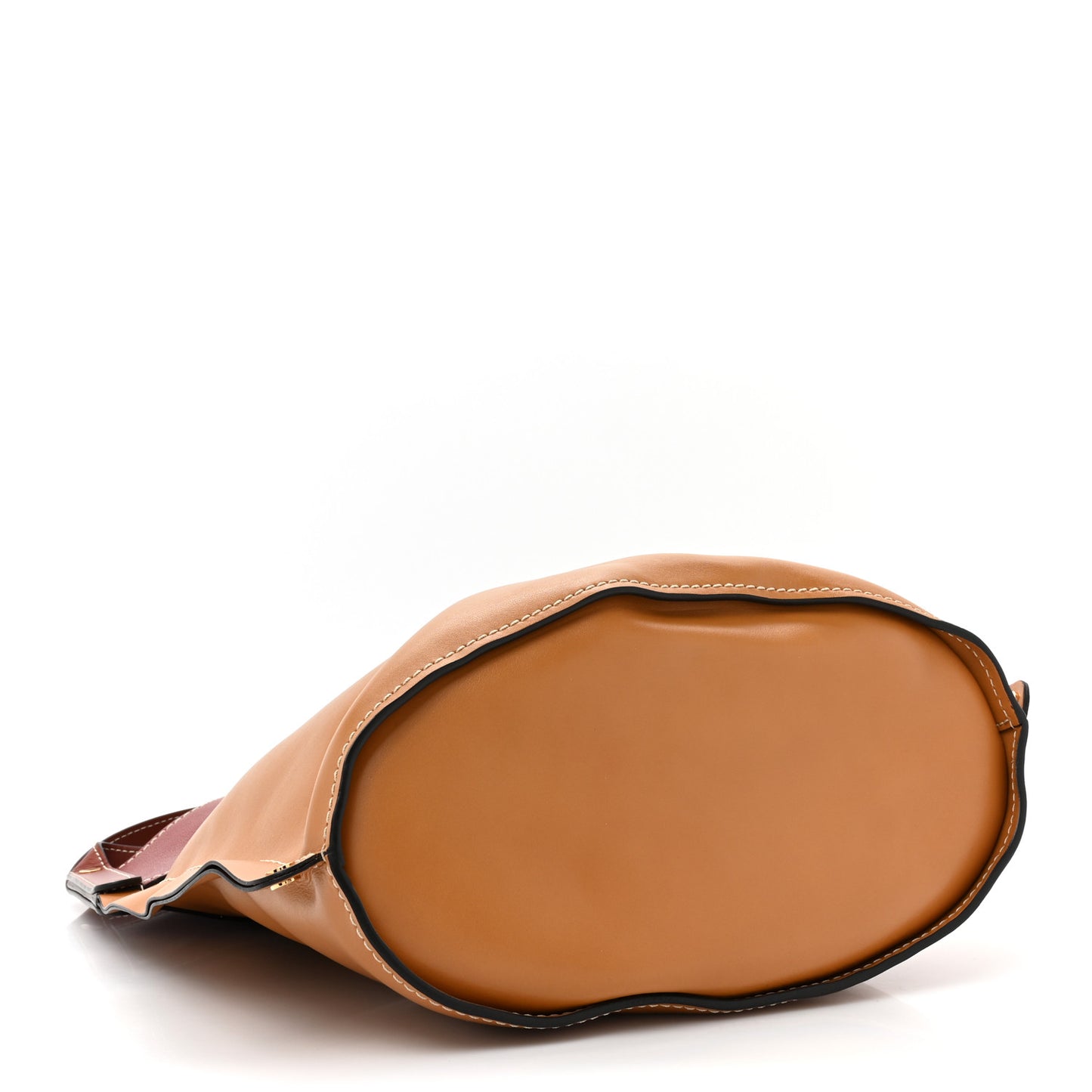 Shiny Calfskin Goatskin Medium Aby Bi-Color Bucket Bag Autumnal Brown