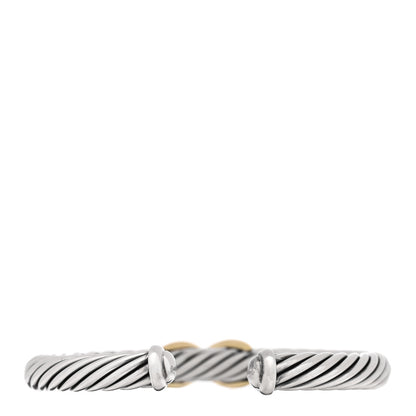 David Yurman Sterling Silver 14K Yellow Gold 7mm X Station Cable Bracelet 2 of 3