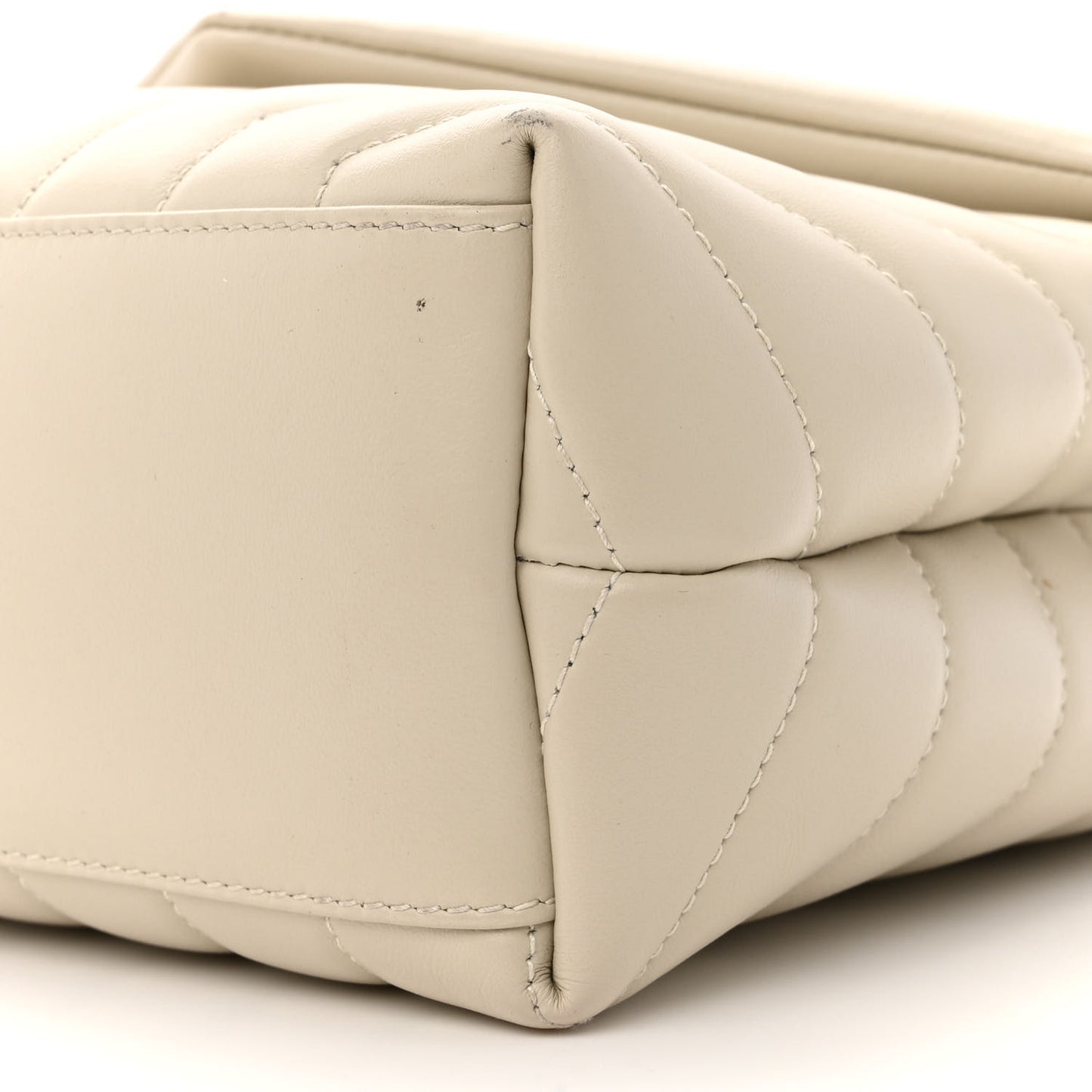 Calfskin Y Quilted Monogram Small Loulou Chain Satchel Crema Soft