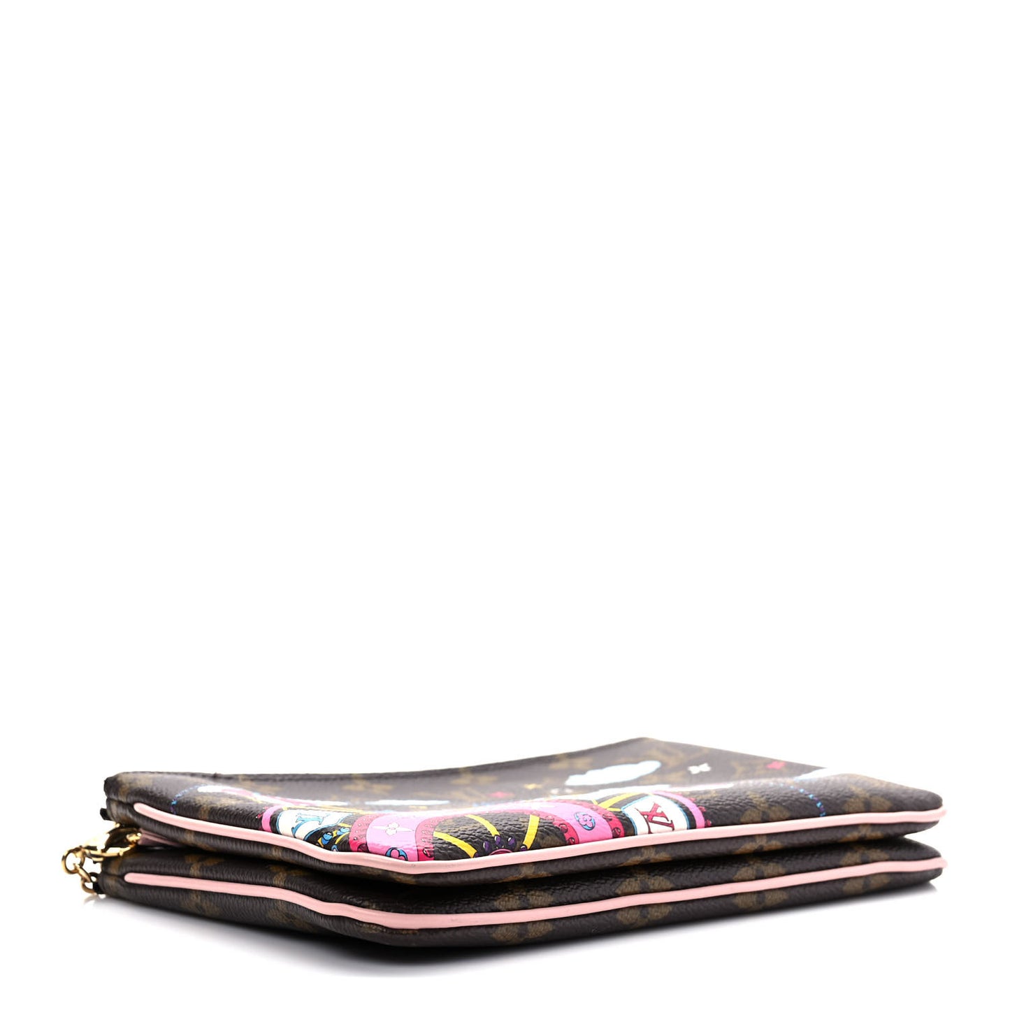 Monogram 2020 Christmas Animation Big Wheel Double Zip Pochette Rose Ballerine