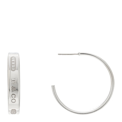 Tiffany Sterling Silver Medium Narrow 1837 Hoop Earrings 1 of 4