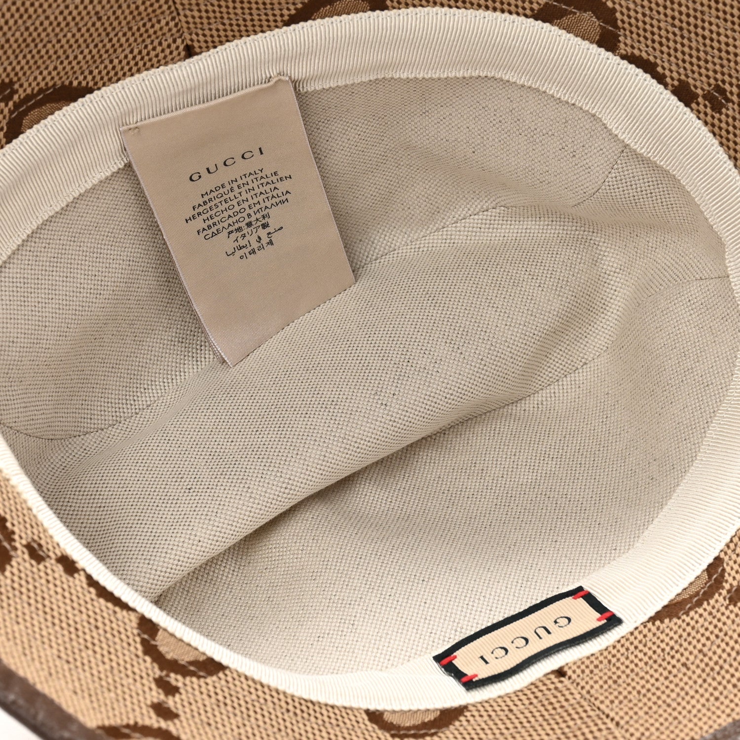 Gucci Monogram Jumbo GG Bucket Hat L Camel Ebony New Acero 7 of 9