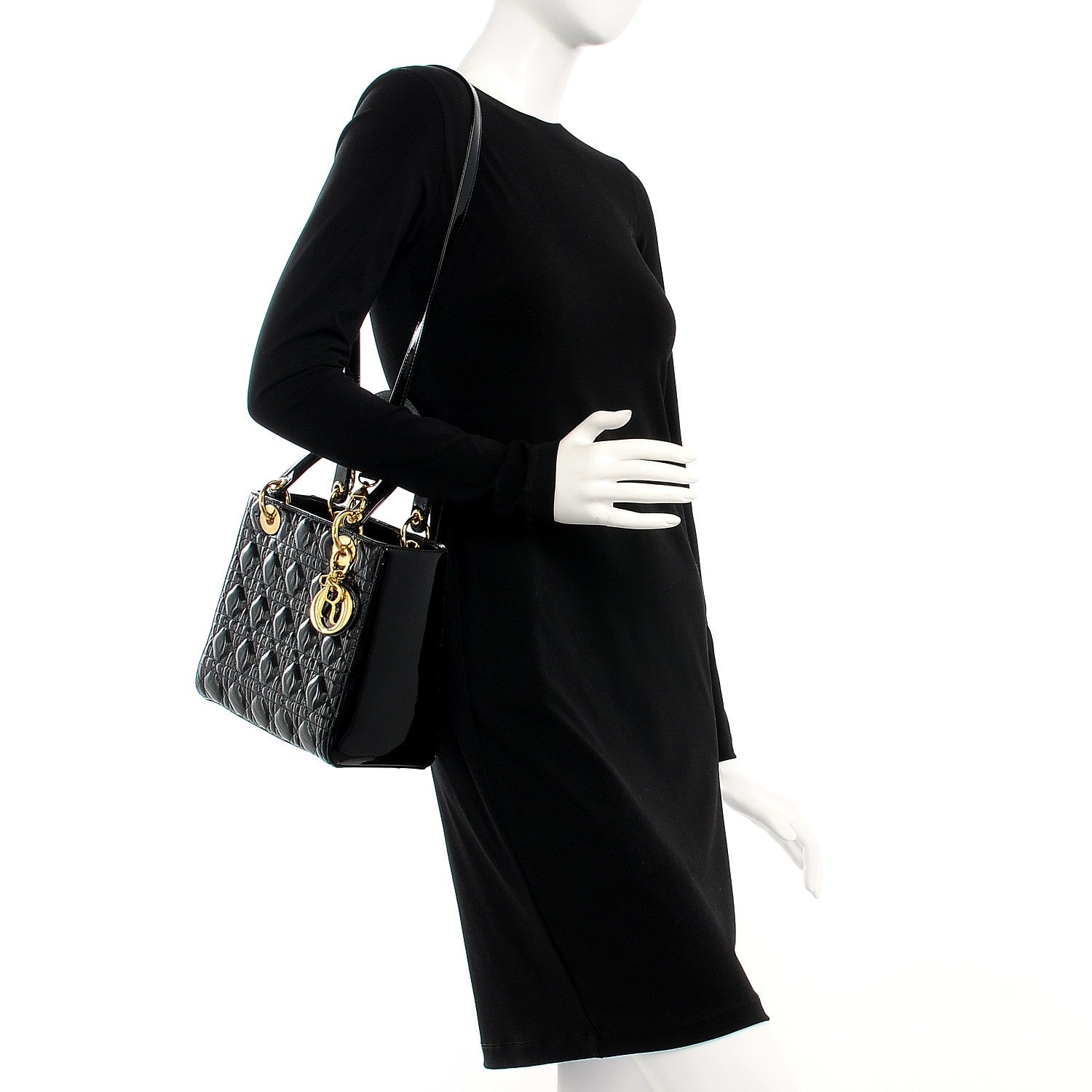 Christian Dior Patent Cannage Medium Lady Dior Black 2 of 8