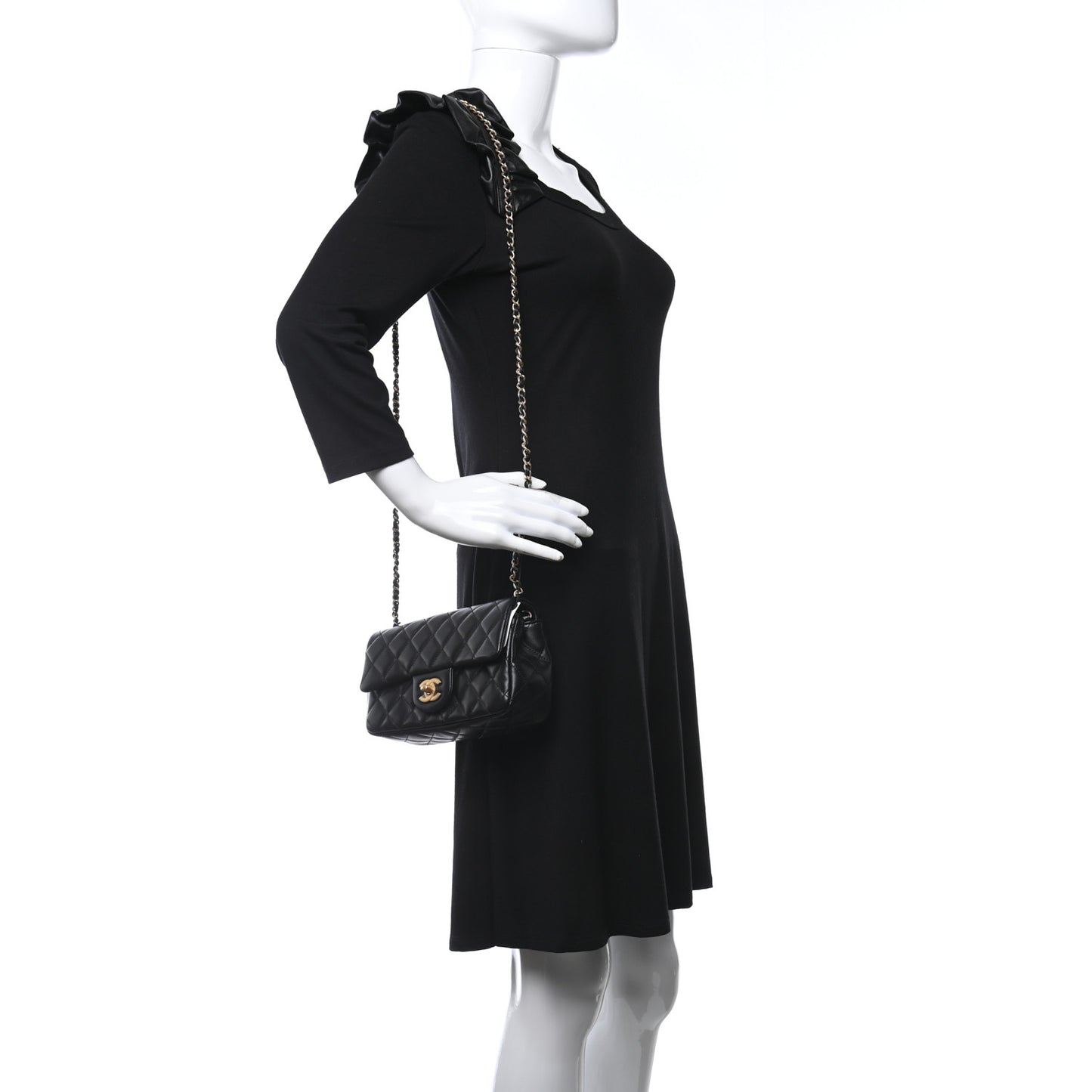 Lambskin Quilted Mini Romance Rectangular Flap Black