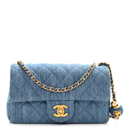 Chanel Denim Quilted Mini Pearl Crush Rectangular Flap Blue 1 of 11
