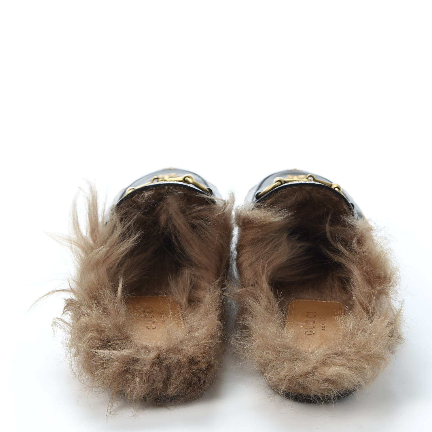 Gucci Goatskin Fur Bee Star Embroidered Womens Princetown Slippers 36.5 Black 5 of 9