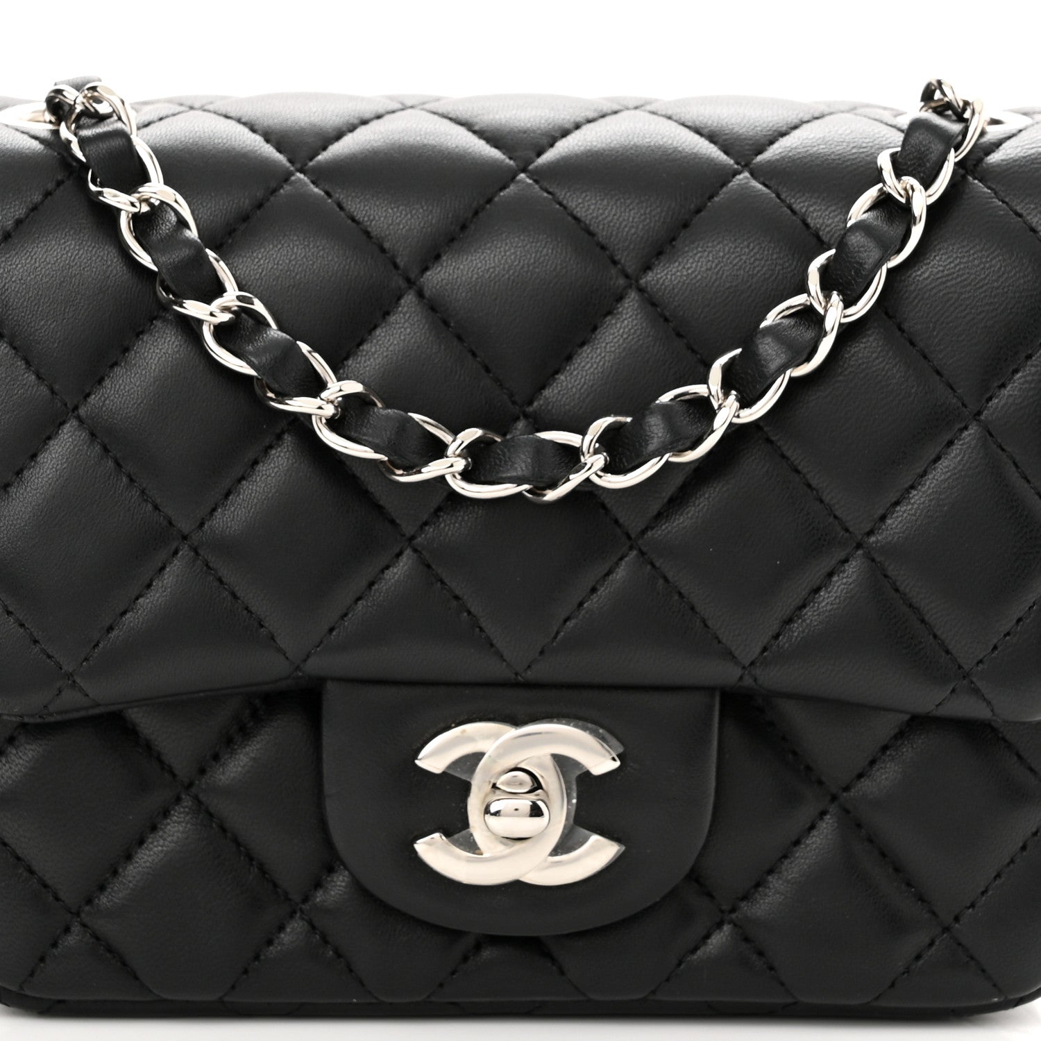 Chanel Lambskin Quilted Mini Square Flap Black 8 of 11