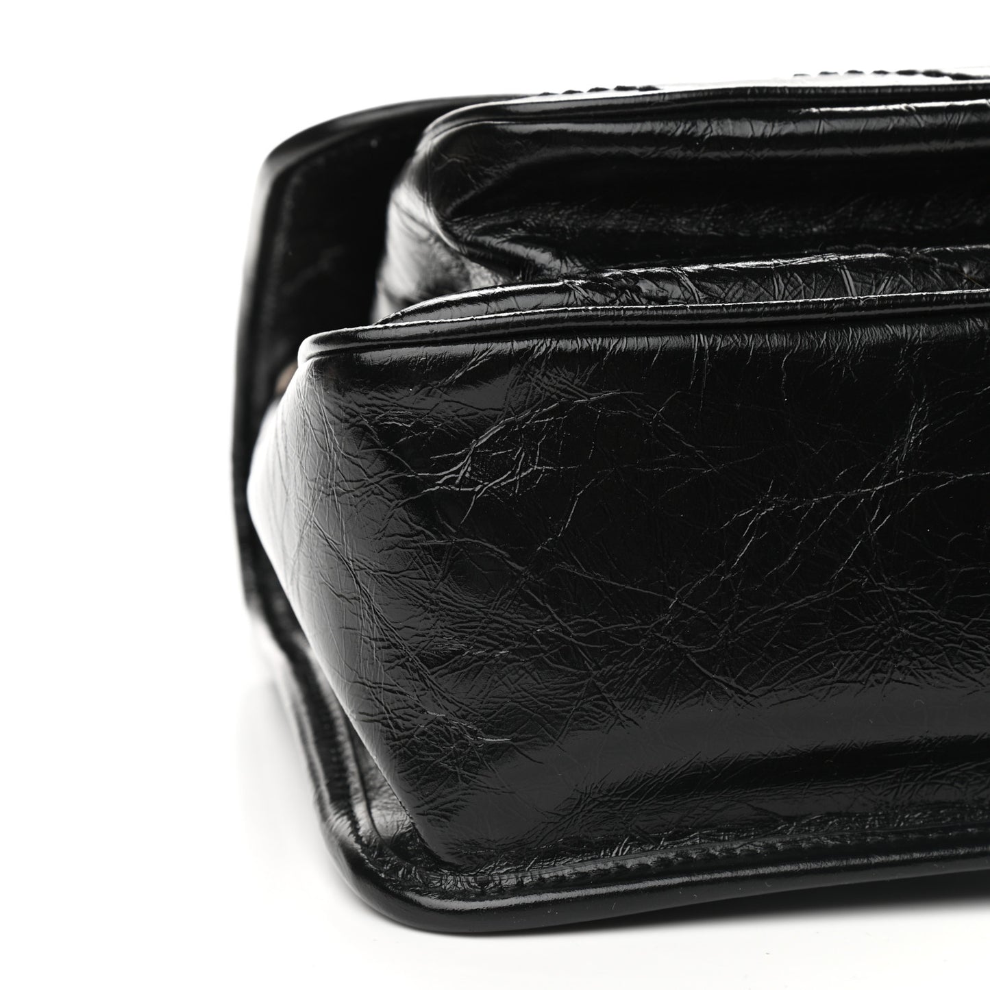 Crinkled Calfskin Matelasse Monogram Medium Niki Chain Satchel Black