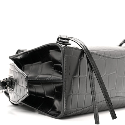 Balenciaga Semi Shiny Calfskin Crocodile Embossed Neo Classic Black Hardware Mini City Black 9 of 10