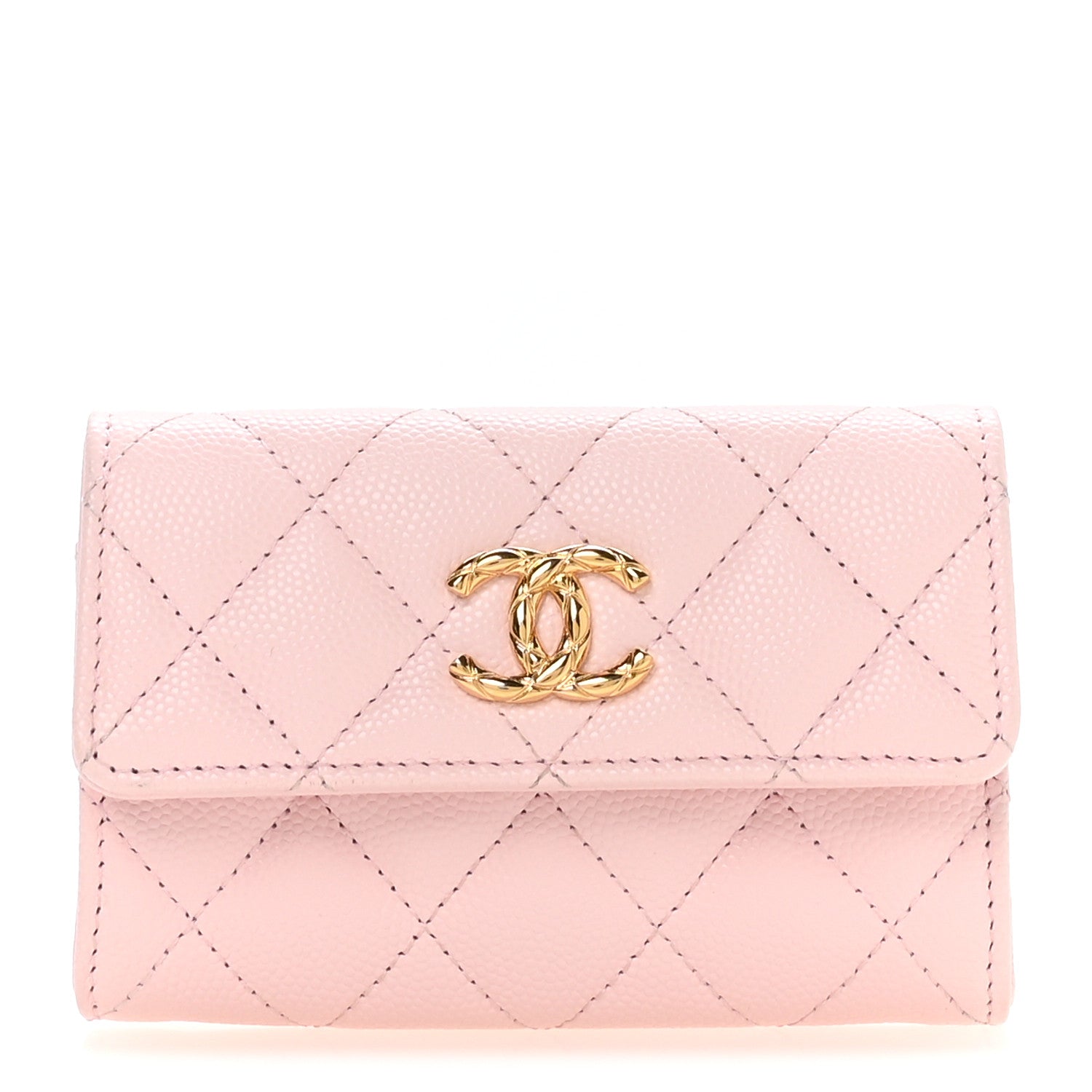 Chanel Caviar Quilted Flap Card Holder Wallet Light Pink 1 of 9