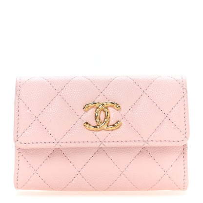 Chanel Caviar Quilted Flap Card Holder Wallet Light Pink 1 of 9
